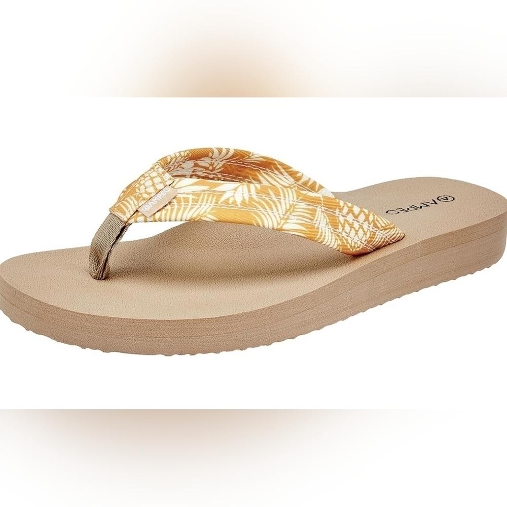 Ampeo Womens Comfy Floral Flip Flop Thong Sandals Arch Support Cushioned Sole, 8